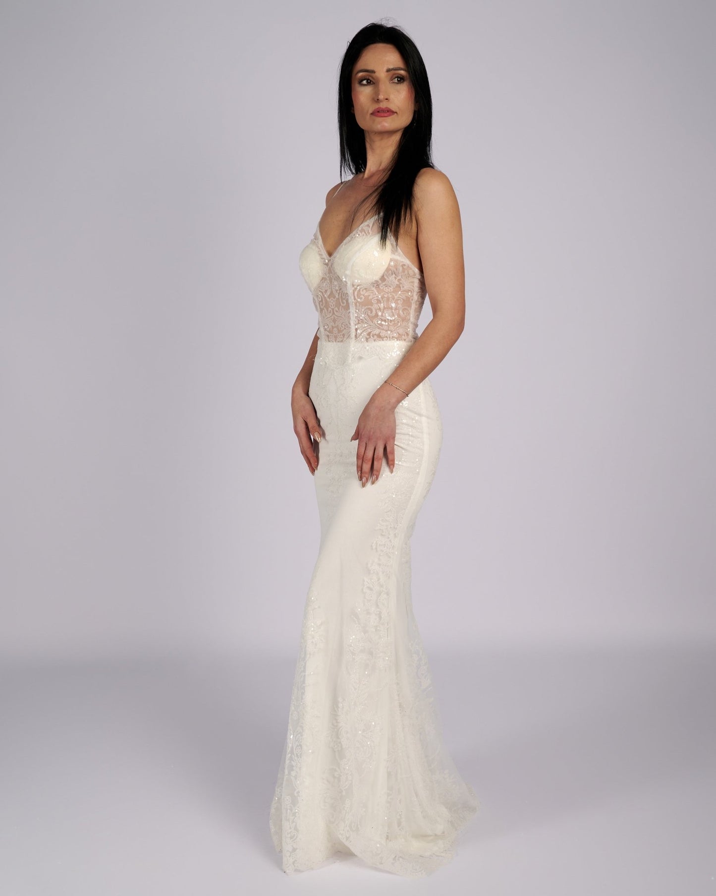 White Spaghetti Formal Dress - Rosette & Co
