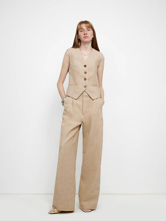 "Diary of an Old Friend" Customized Breathable Ramie Oversize Suit Vest Set