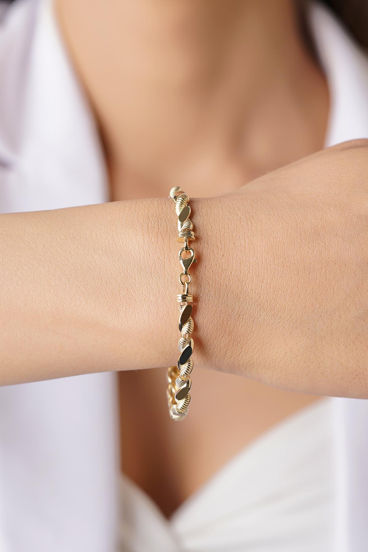 14ct Gold Sparkling Twisted Bracelet - Rosette & Co