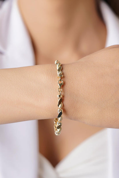 14ct Gold Sparkling Twisted Bracelet - Rosette & Co