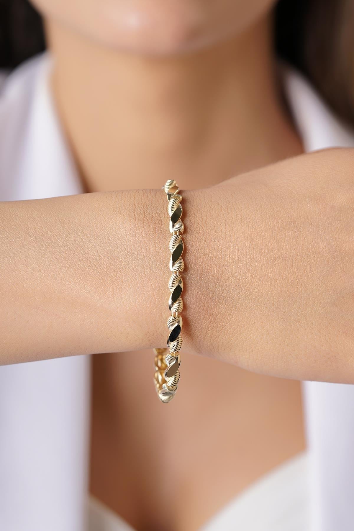14ct Gold Sparkling Twisted Bracelet - Rosette & Co