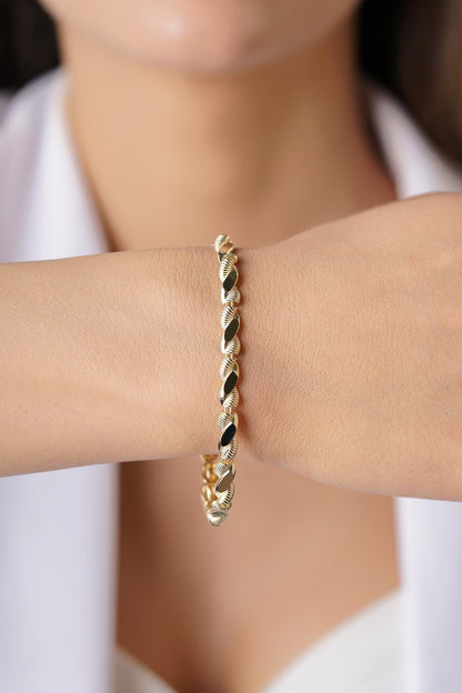 14ct Gold Sparkling Twisted Bracelet - Rosette & Co