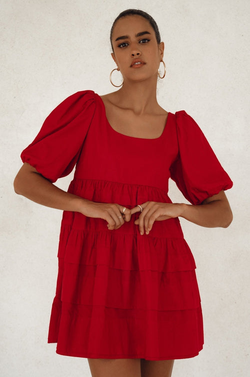 Andrea Babydoll Cotton Mini Dress - Rosette & Co