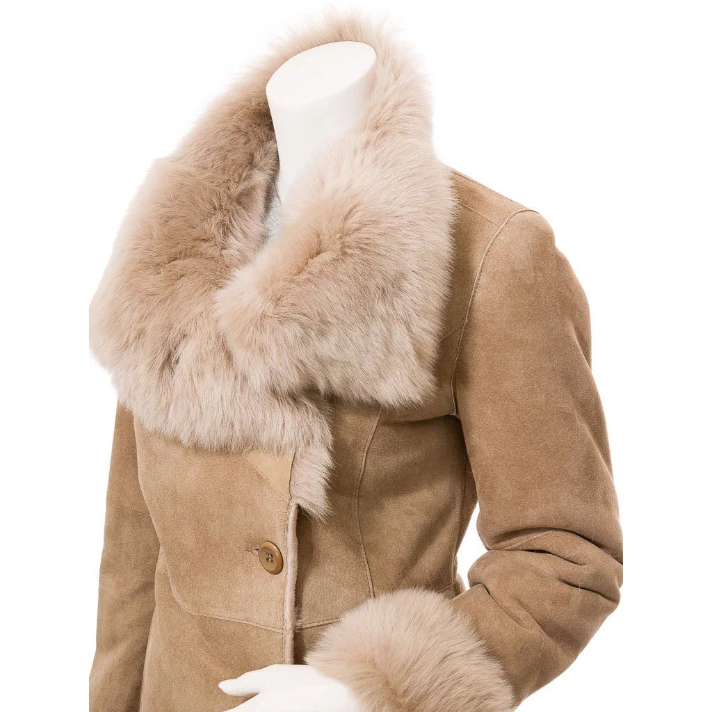 BEIGE TOSCANA SHEARLING COAT LUBBOCK - Rosette & Co