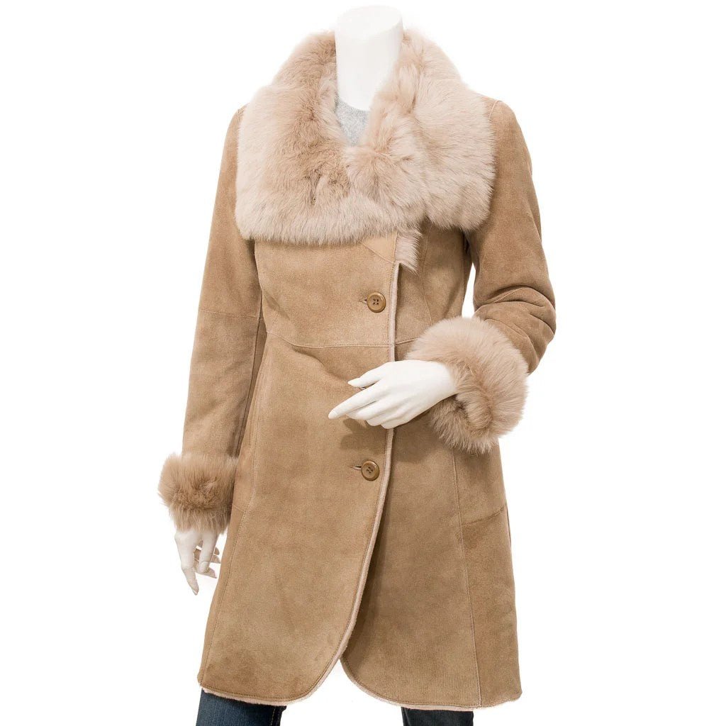 BEIGE TOSCANA SHEARLING COAT LUBBOCK - Rosette & Co