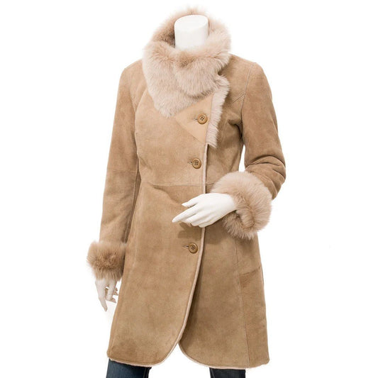 BEIGE TOSCANA SHEARLING COAT LUBBOCK - Rosette & Co