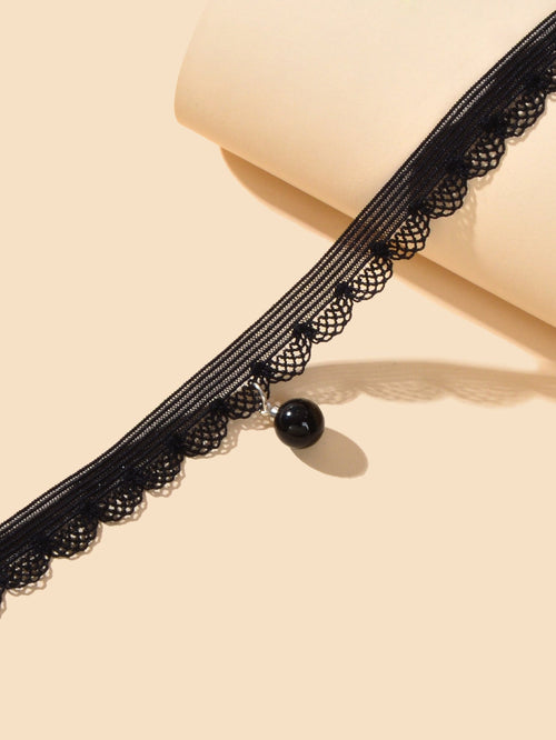 Black Velvet Bead Choker - Rosette & Co