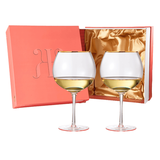 Blush Pink & Gilded Rim Wine Gift Set - Rosette & Co