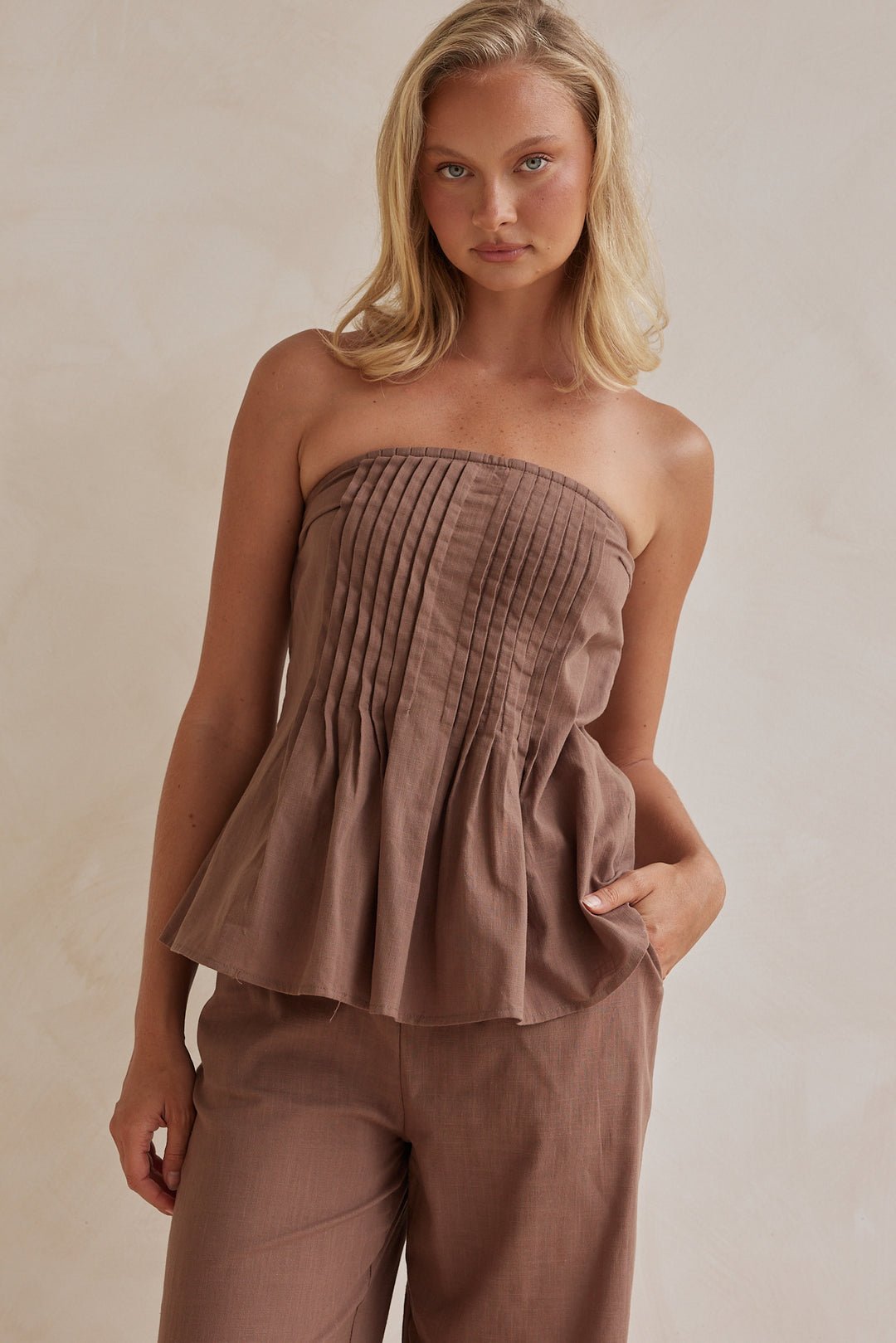 Chocolate Brown Linen Co - ord Set - Rosette & Co