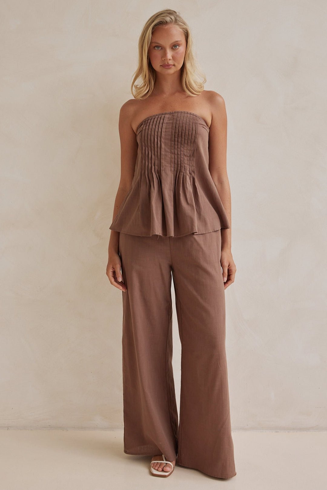 Chocolate Brown Linen Co - ord Set - Rosette & Co