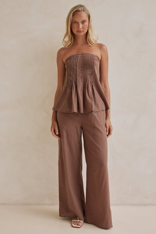 Chocolate Brown Linen Co - ord Set - Rosette & Co