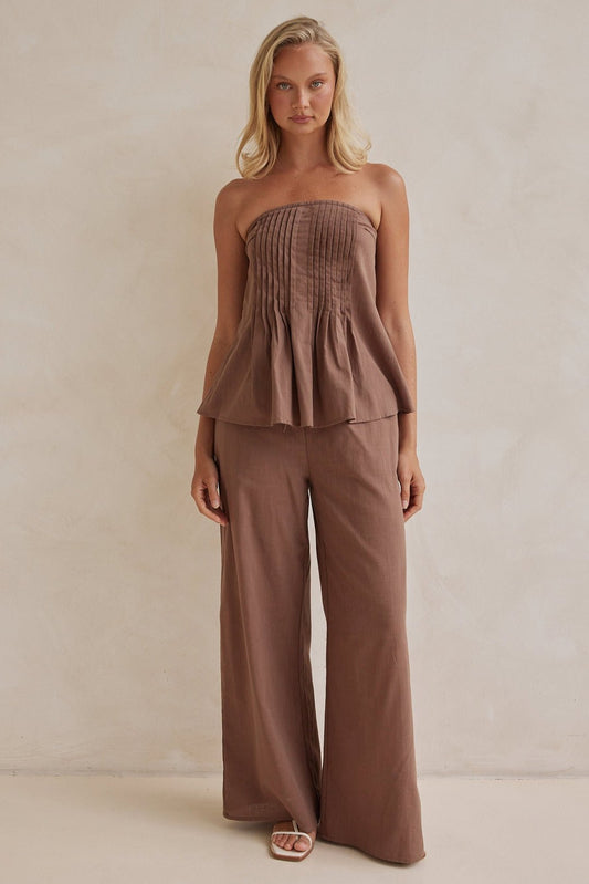 Chocolate Brown Linen Co - ord Set - Rosette & Co