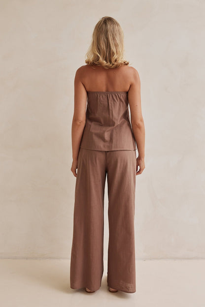 Chocolate Brown Linen Co - ord Set - Rosette & Co