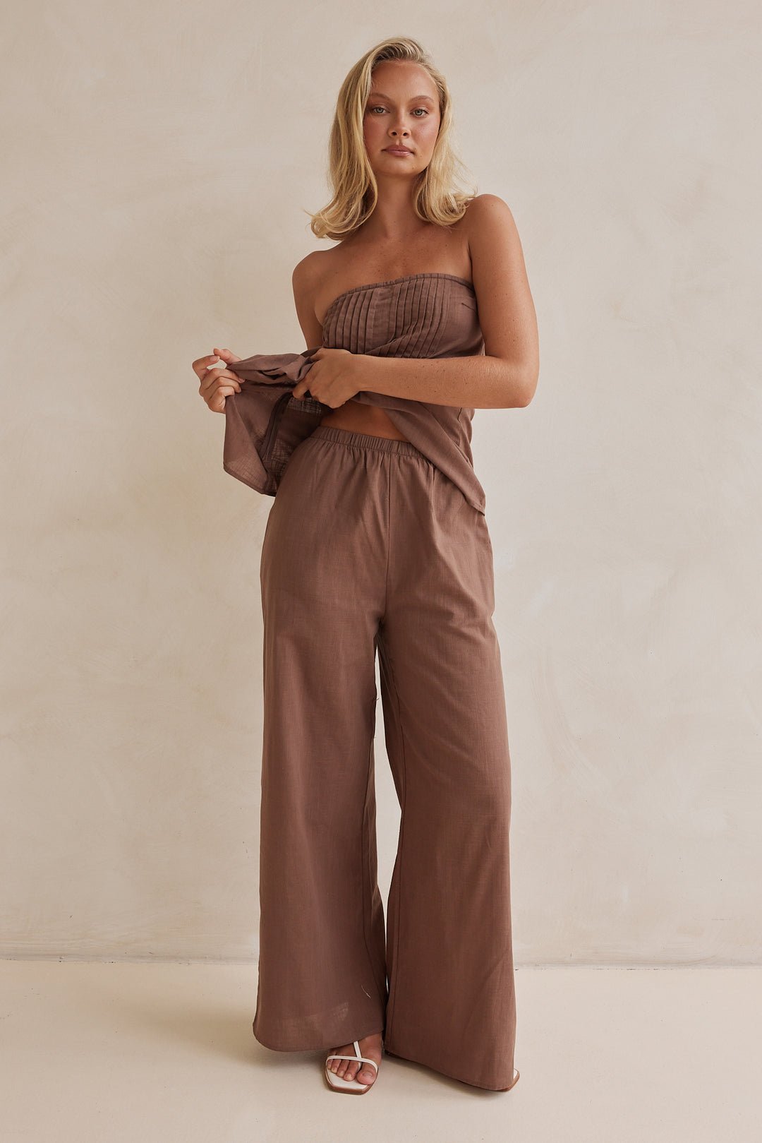 Chocolate Brown Linen Co - ord Set - Rosette & Co