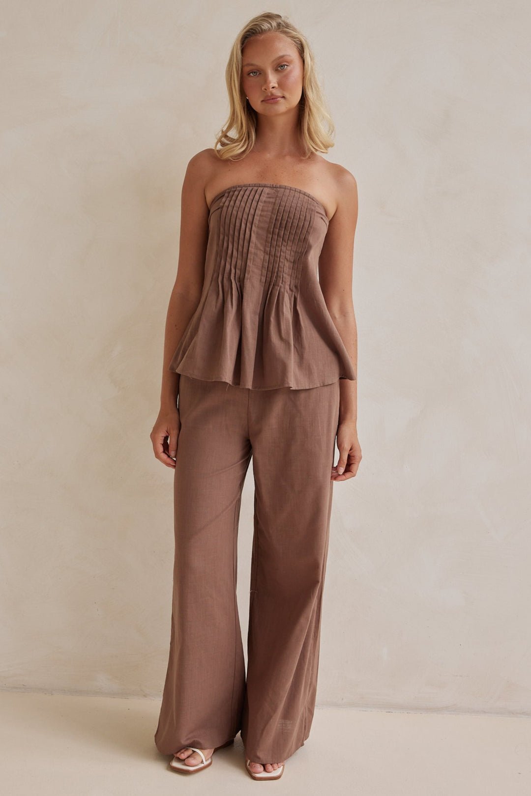 Chocolate Brown Linen Co - ord Set - Rosette & Co