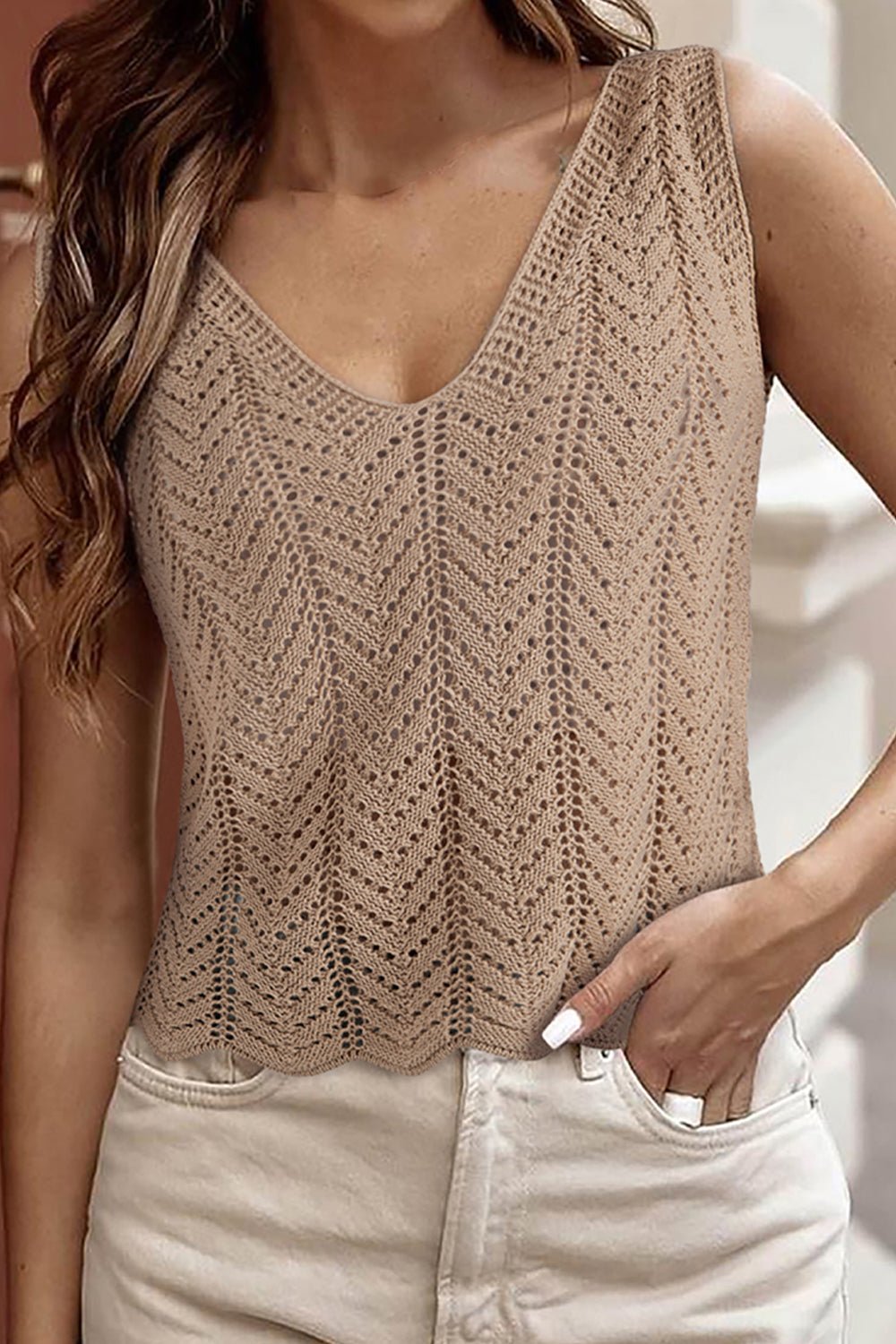 Crochet V - Neck Top - Rosette & Co
