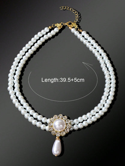 Elegant Double Layered White Pearl Necklace - Rosette & Co