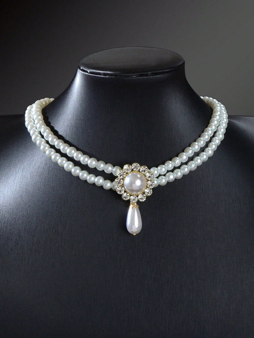 Elegant Double Layered White Pearl Necklace - Rosette & Co