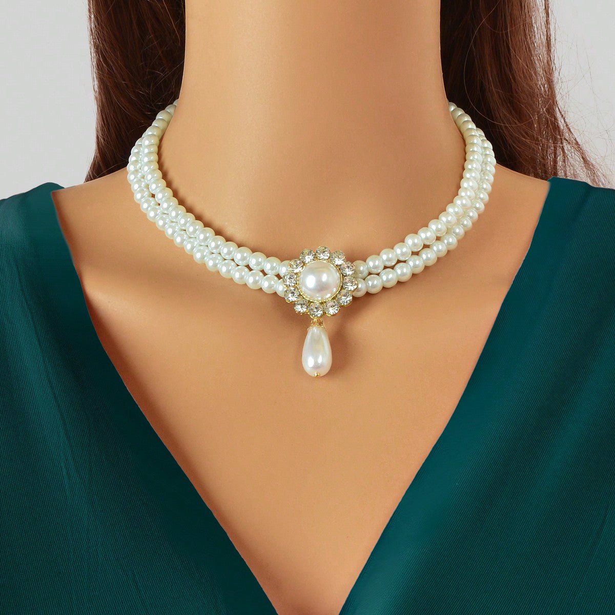 Elegant Double Layered White Pearl Necklace - Rosette & Co