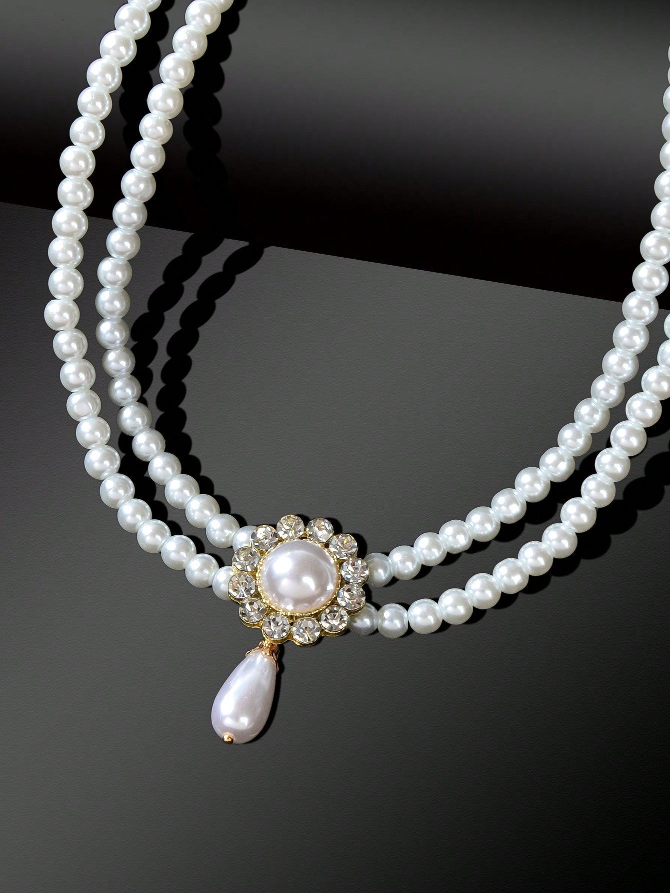 Elegant Double Layered White Pearl Necklace - Rosette & Co