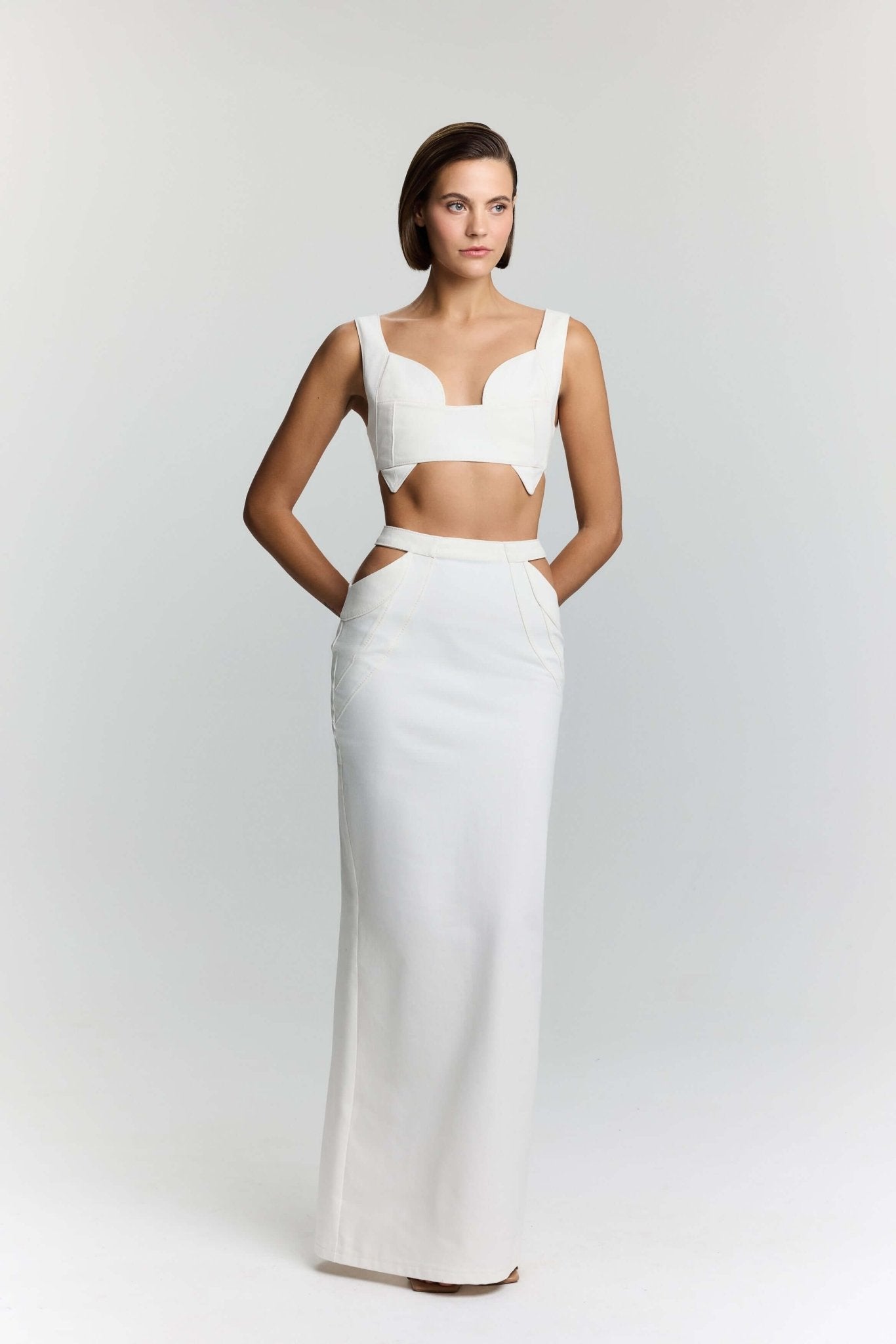 Elena White Denim Maxi Skirt - Rosette & Co