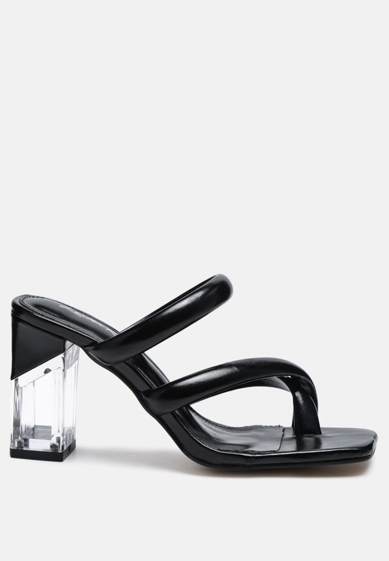 Erised Clear Block Heel Cross Strap Sandals - Rosette & Co