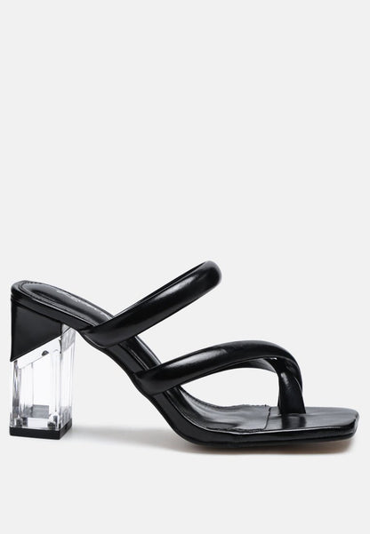 Erised Clear Block Heel Cross Strap Sandals - Rosette & Co