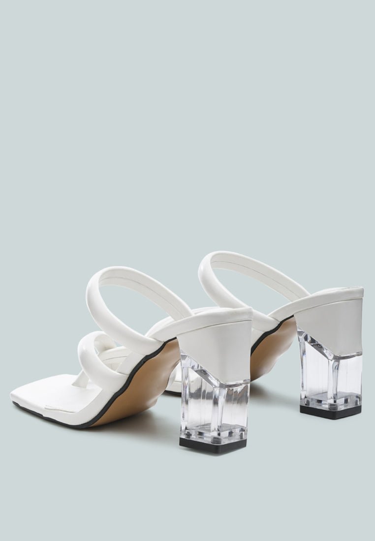 Erised Clear Block Heel Cross Strap Sandals - Rosette & Co