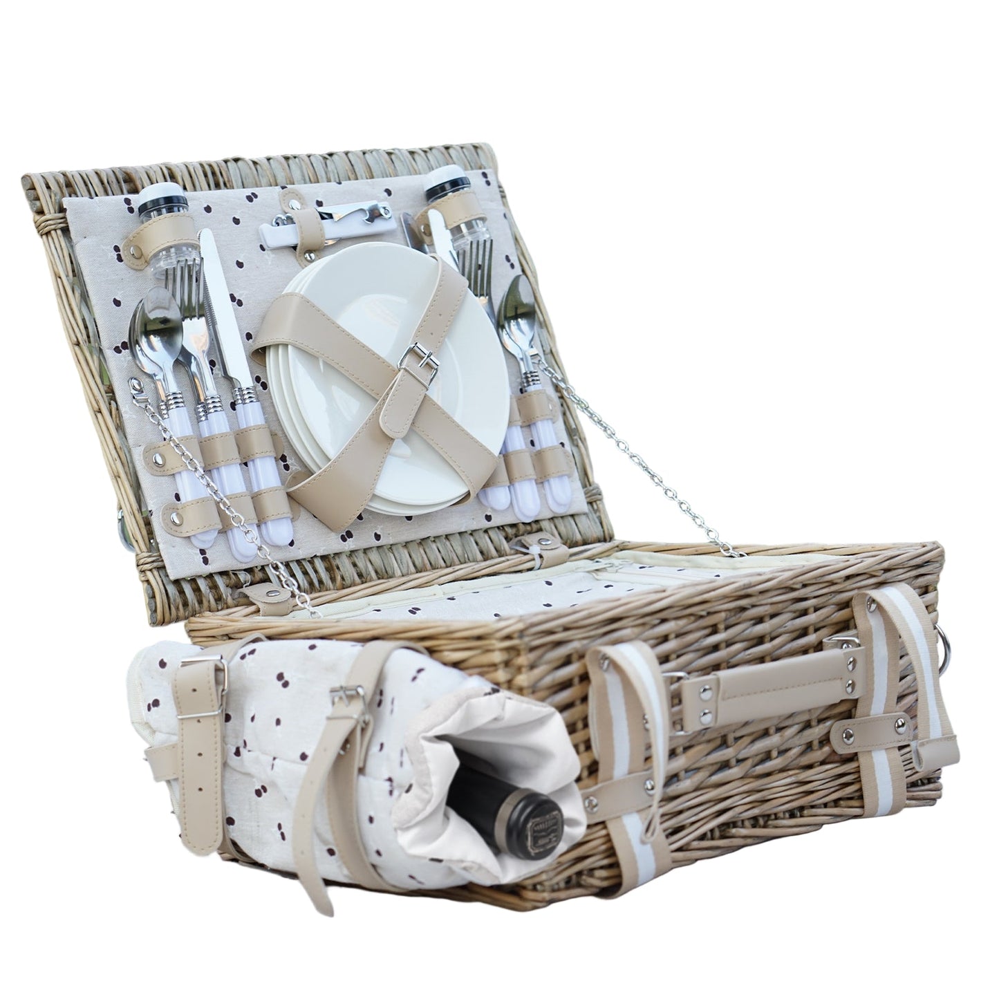Four - Person Rattan Picnic Basket Set - Rosette & Co