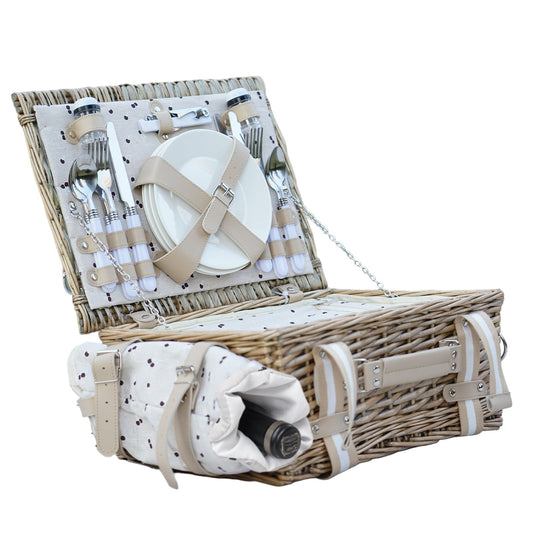 Four - Person Rattan Picnic Basket Set - Rosette & Co
