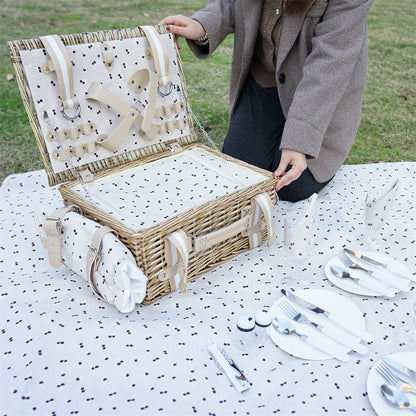 Four - Person Rattan Picnic Basket Set - Rosette & Co