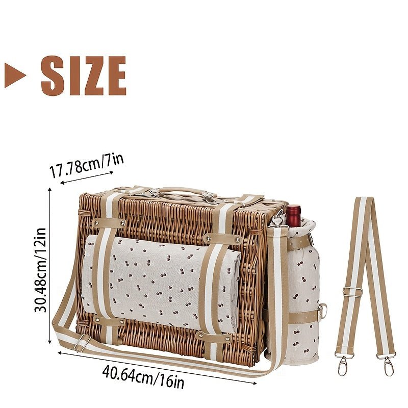 Four - Person Rattan Picnic Basket Set - Rosette & Co
