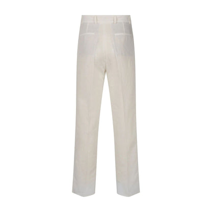 French Linen White Pleated Pants - Rosette & Co