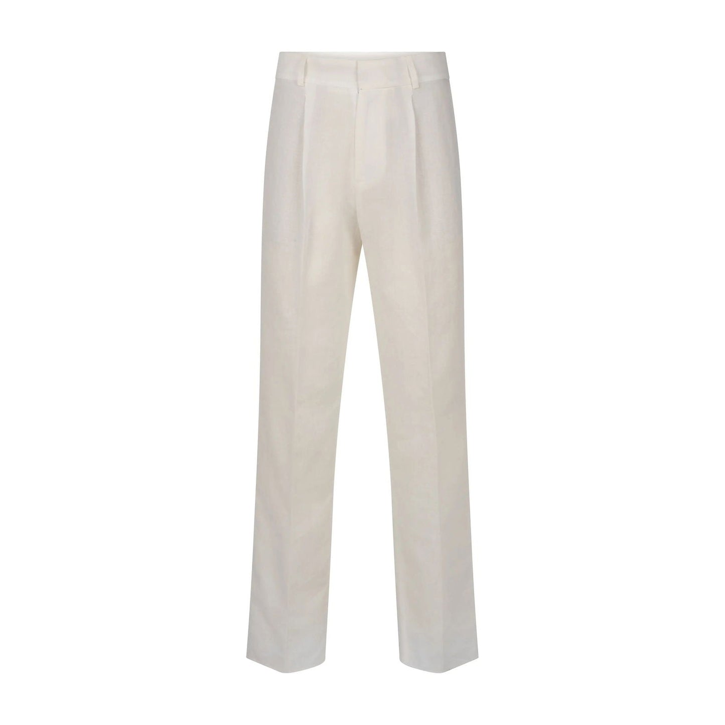 French Linen White Pleated Pants - Rosette & Co