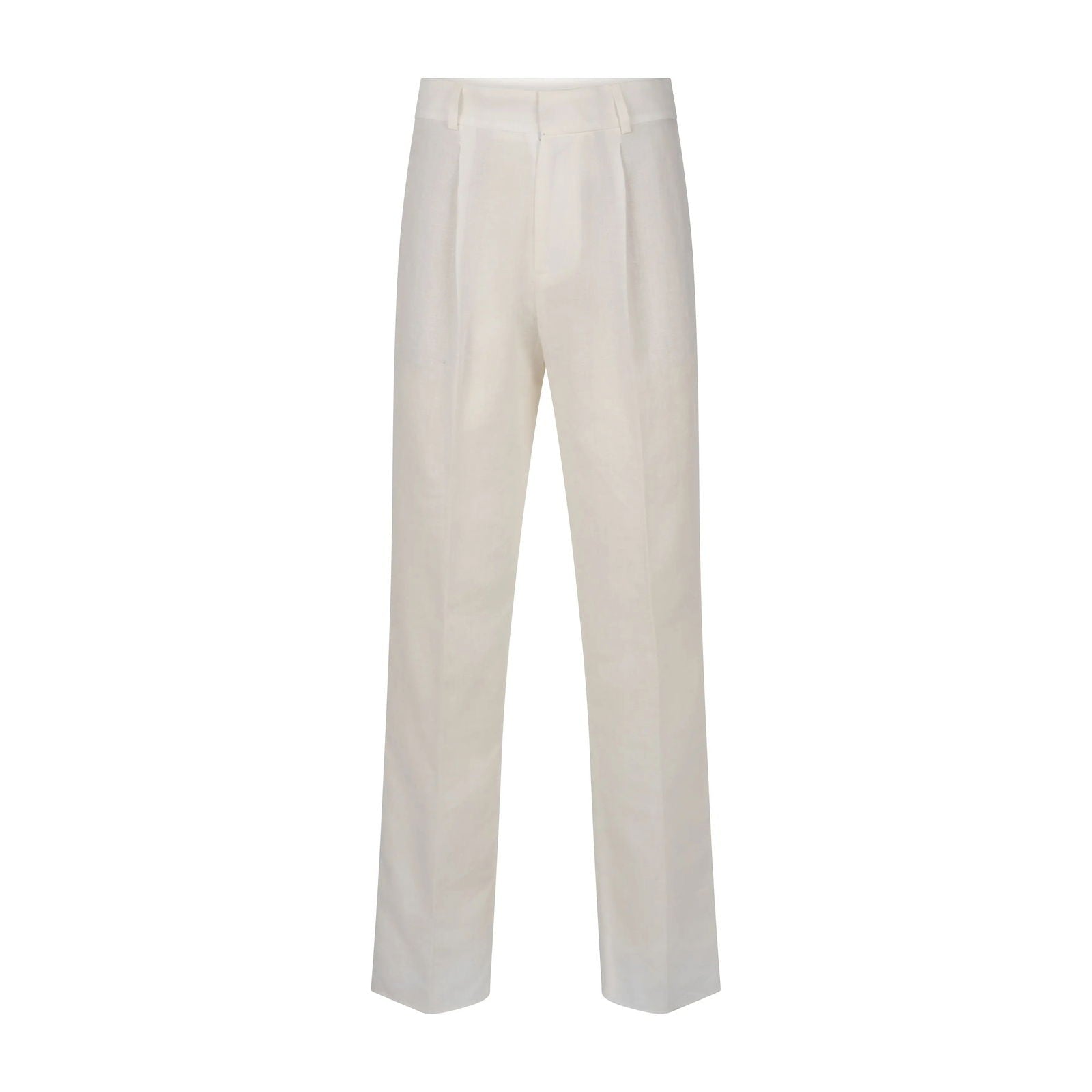 French Linen White Pleated Pants - Rosette & Co