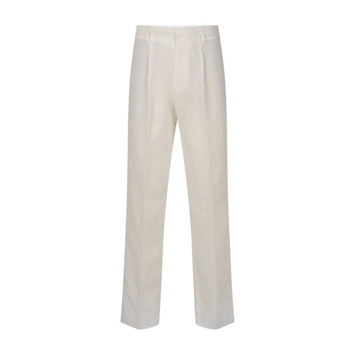 French Linen White Pleated Pants - Rosette & Co