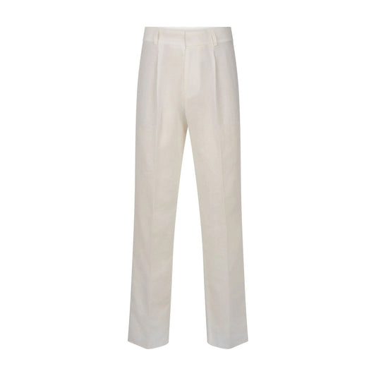 French Linen White Pleated Pants - Rosette & Co