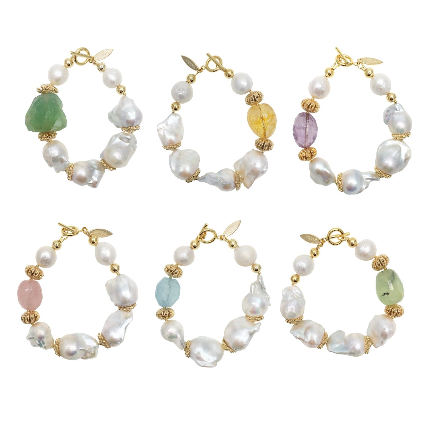 Freshwater Pearls & Aquamarine Bracelet - Rosette & Co