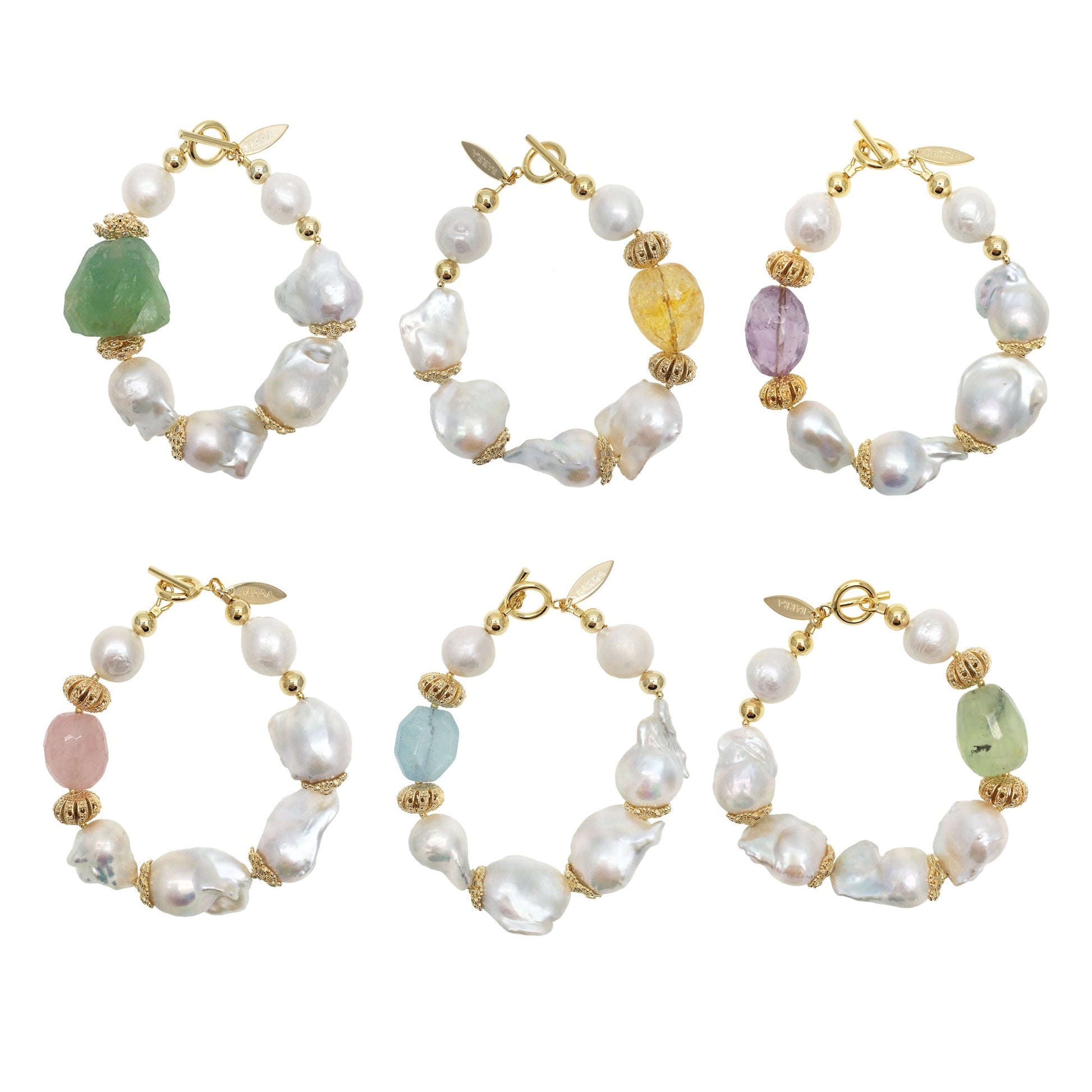 Freshwater Pearls & Aquamarine Bracelet - Rosette & Co
