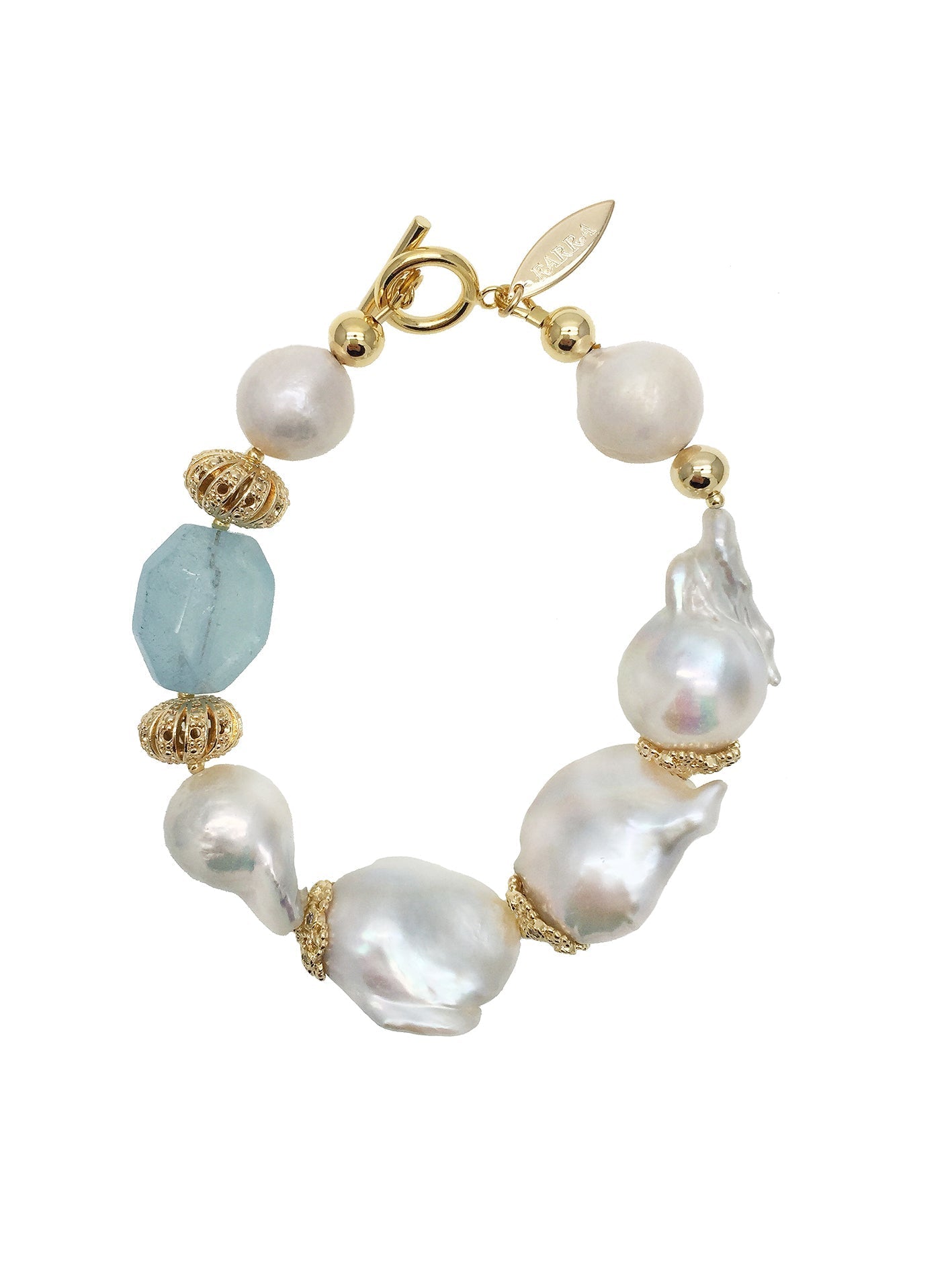 Freshwater Pearls & Aquamarine Bracelet - Rosette & Co