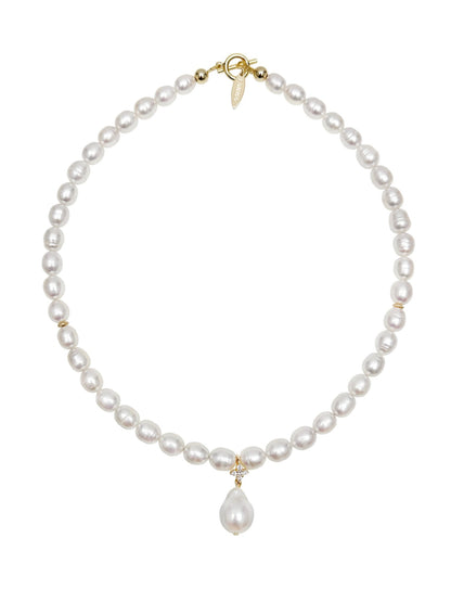 Freshwater Pearls with Baroque Pearl Pendant Necklace - Rosette & Co