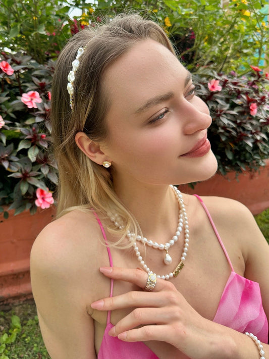 Freshwater Pearls with Baroque Pearl Pendant Necklace - Rosette & Co