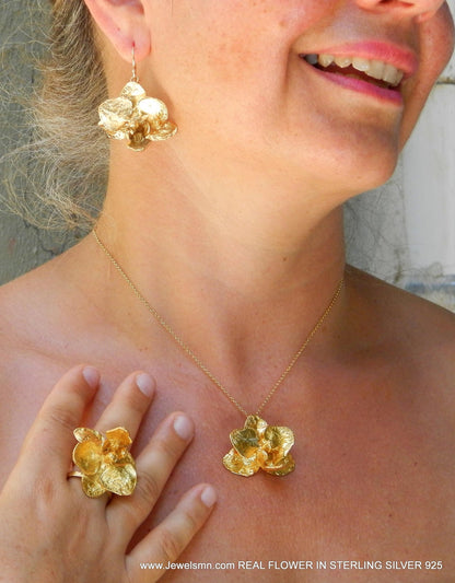 Gold Orchid Necklace - Rosette & Co