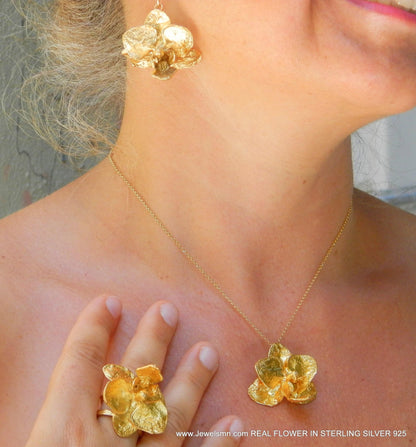 Gold Orchid Necklace - Rosette & Co