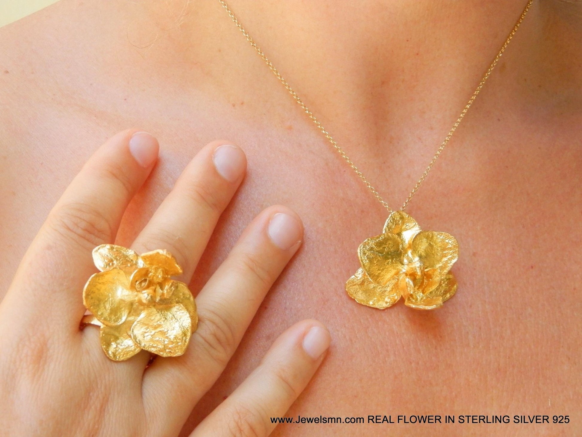 Gold Orchid Necklace - Rosette & Co