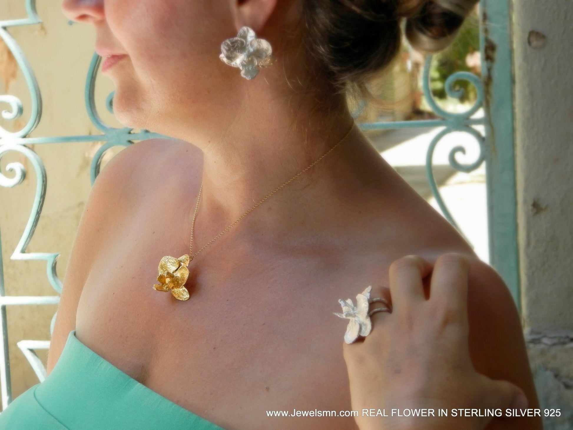 Gold Orchid Necklace - Rosette & Co