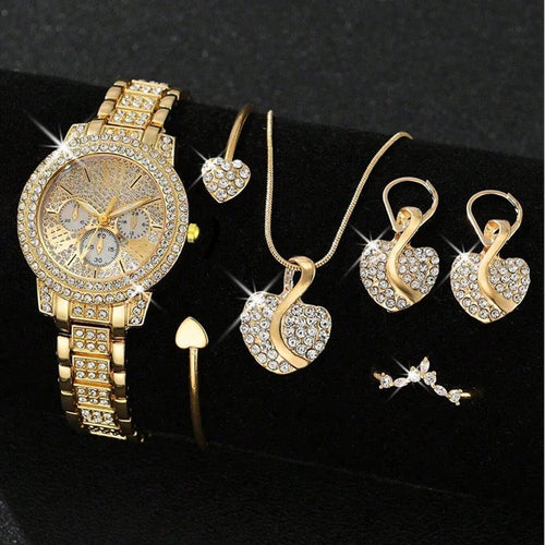 Gold Quartz Watch Jewelry Gift Set - Rosette & Co