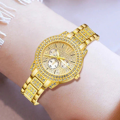 Gold Quartz Watch Jewelry Gift Set - Rosette & Co