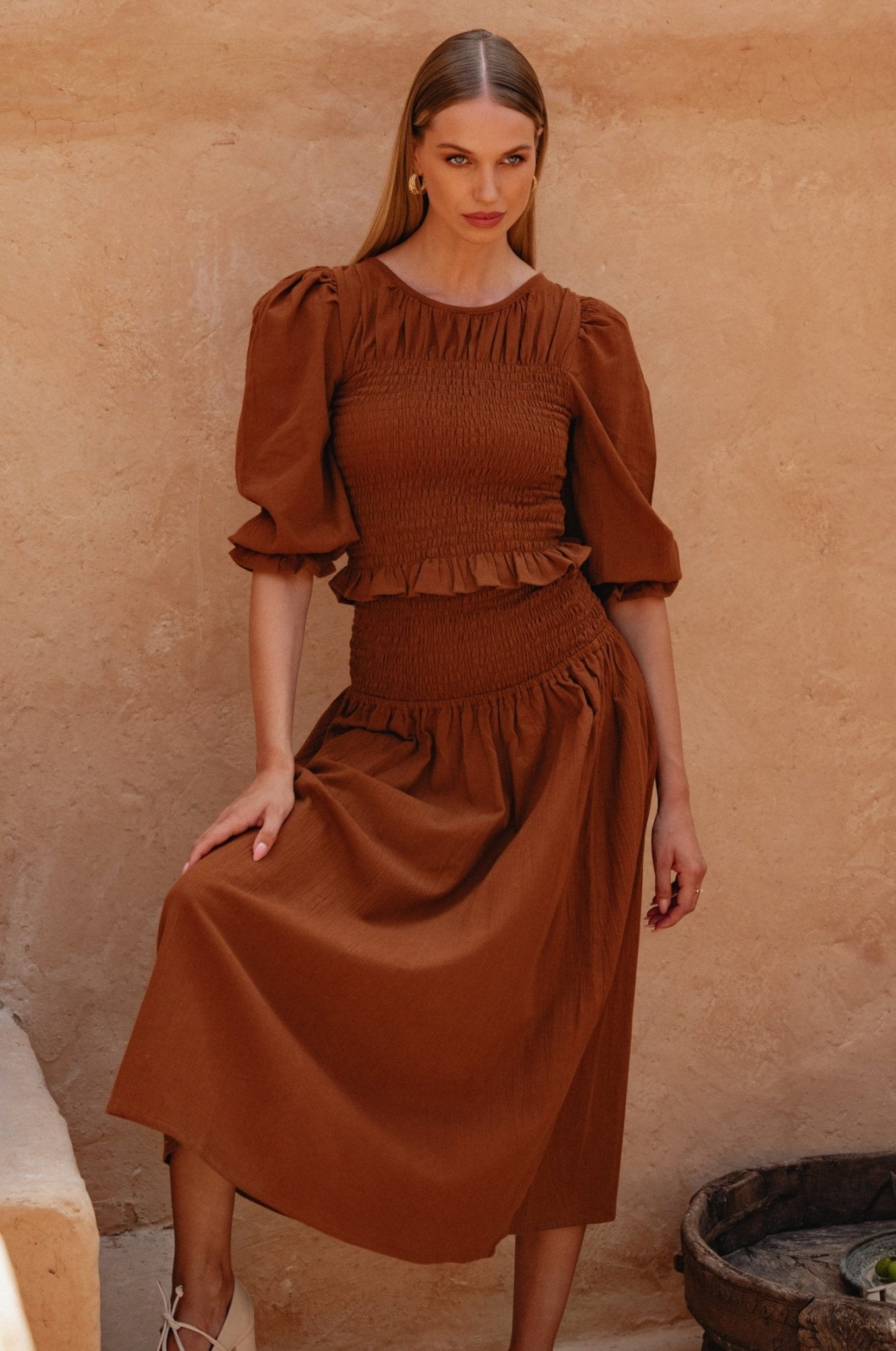Jaffa Smocked Linen Top - Rosette & Co