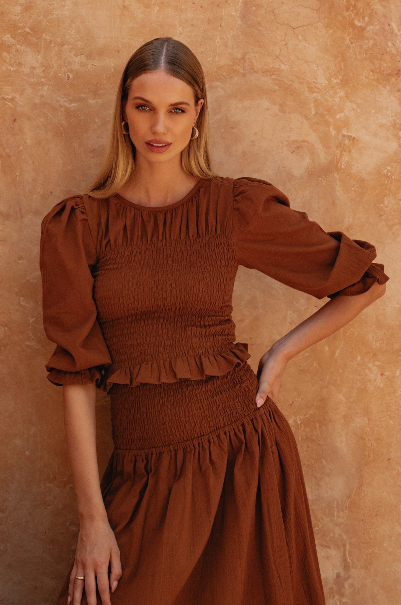 Jaffa Smocked Linen Top - Rosette & Co